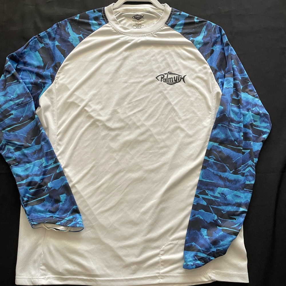 Palmyth Performance Fishing‎ Men Large American Flag Bass Pullover Shirt Pocket